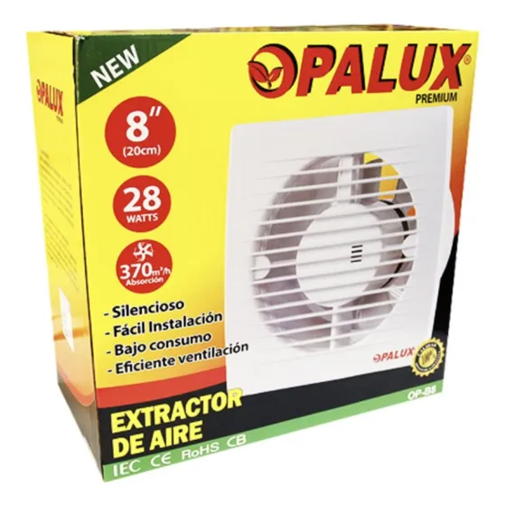 Extractor De Aire De 8 Pulgadas Opalux Op-b8 Baño Cocina