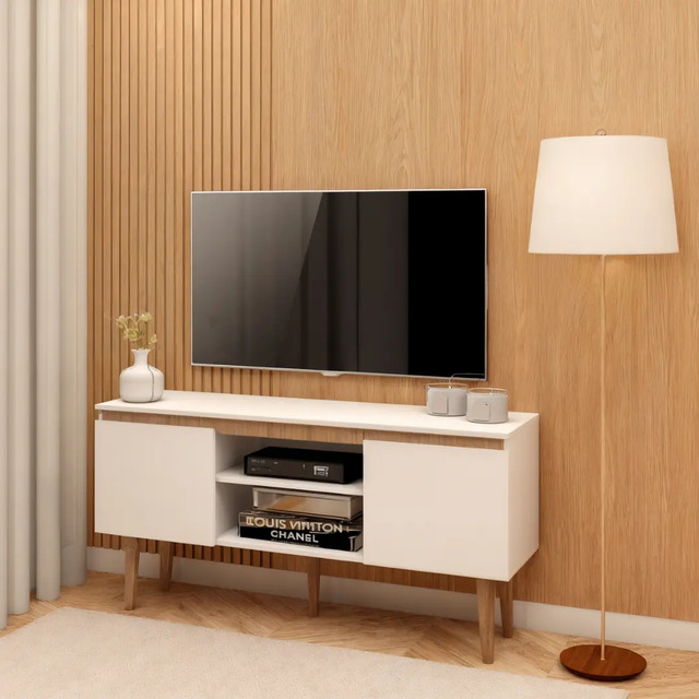 Rack Branco Para Sala - Estante Moderna E Compacta Branco Rack Branco Para Sala - Estante Moderna E Compacta Branco