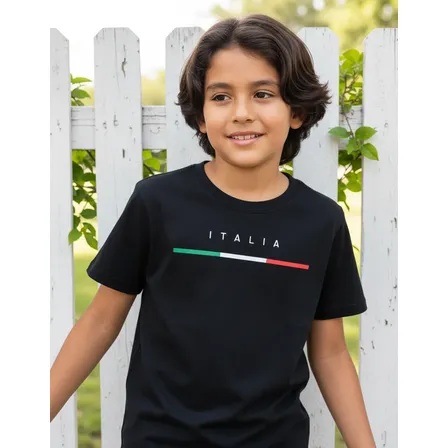 Camiseta Infantil  Algodão Itália Casual Preto 12