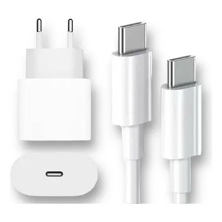 Cargador USB C Turbo para iPhone 15, 16 Plus Pro Max, color blanco