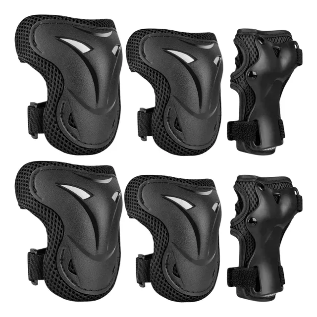 Kit Protección Patines Skate Rodilleras Coderas Manos - Bk
