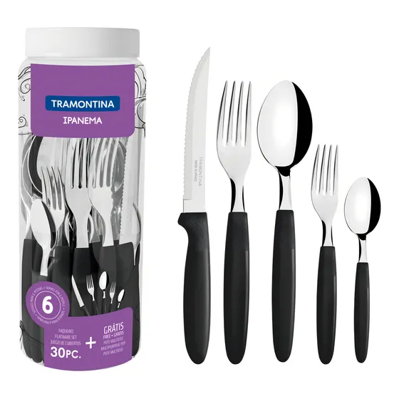 Juego De Cubiertos Tramontina Ipanema 30 Pzas Negro