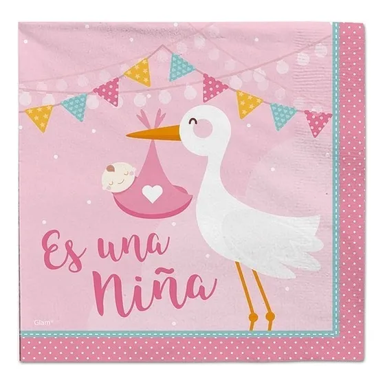 Servilletas De Papel Baby Shower Es Una Niña 12uds Glam