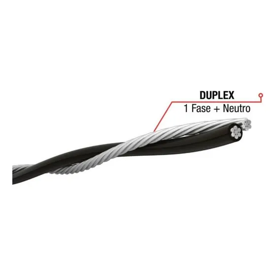 Cabo De Alumínio 10mm Duplex Neutro Nú 30metros Multiplexado Cor da cobertura Preto
