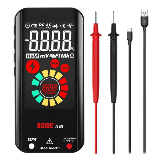 Bside Multimetro Digital, Recargable Con Pantalla Lcd A Colo