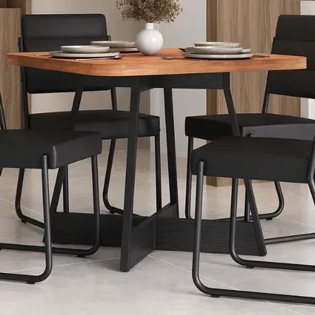 Sala De Jantar 4 Cadeiras Charlotte Carraro Nogal cor preto