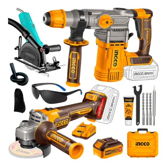 Rotomartillo Inalámbrico Brushless +amoladora 20v +adaptador