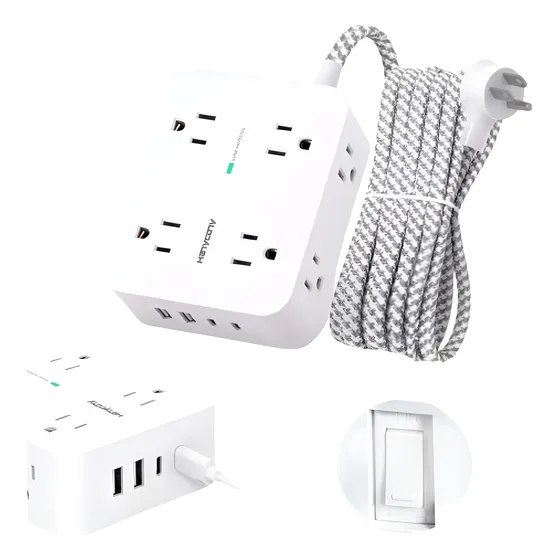 Extensión Eléctrica Regleta Enchufe Plano Multitoma 12 En 1