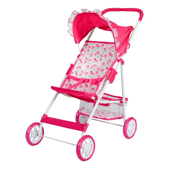 Coche De Muñecas Y Bebotes Paraguitas Rainbow Rosa Plegable