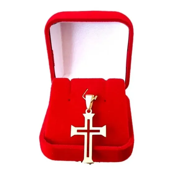 Pingente Cruz Em Ouro 18k 750 Vazada 5 Gramas