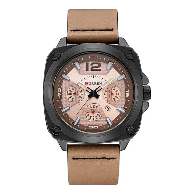Reloj Caballero Banda De Cuero Curren 8260 Cronógrafo Fecha