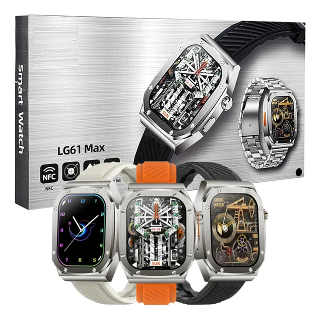 Reloj Smartwatch Lg61 Max Con 02 Correas Metálica +silicona