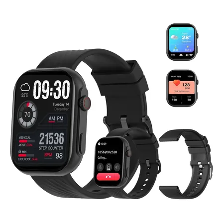 Smartwatch Peje Zw03 Tela Amoled 2.13 2 Pulseiras 1atm À Prova D'água Bluetooth Chamadas 120+ Modos Esportivos Masculino Feminino Android Ios Preto Silicone