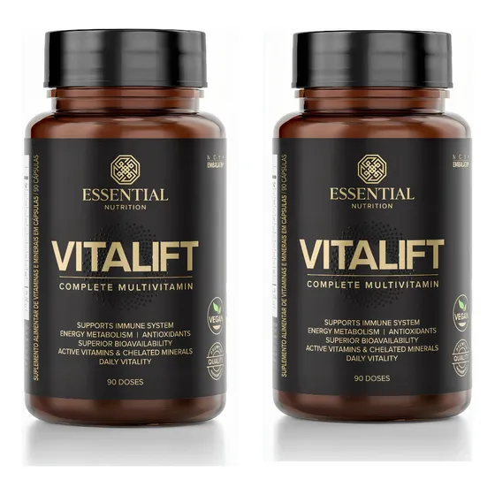 Kit 2x Vitalift 90 Caps Polivitaminico Essential Nutrition Sabor Sem Sabor
