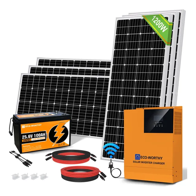 Eco-worthy Kit Completo Energia Solar Kwh Bateria Litio Para