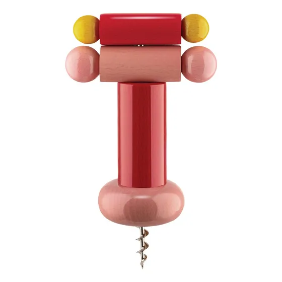Sacacorcho Madera Haya Rojo Amarillo Rosa Coleccion Alessi