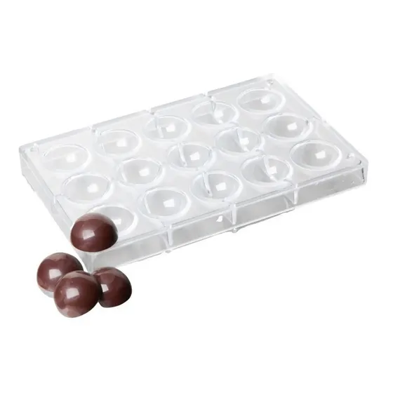 Molde Acrilico Bombón Semi Esfera X 15 Trufas Chocolate Color Blanco