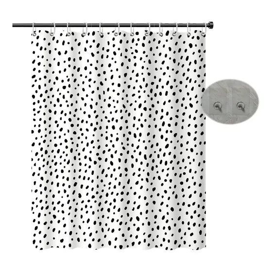 Hulebin Cortina Ducha Lunar Negro Para Baño Diseño Lindo 72