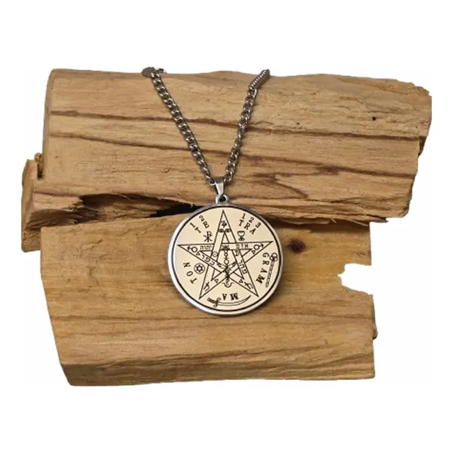 Dije Tetragramaton De Acero Plateado