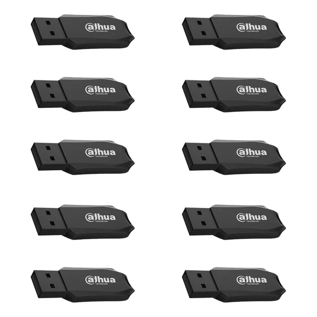 Kit Dahua 10 Memorias Usb Flash Drive U176-20-64gb/10 Diseño Compacto Y Elegante Fácil De Usar Hasta 25 Mbs De Lectura Y Escritura Hasta 10 Mbs Color Negro