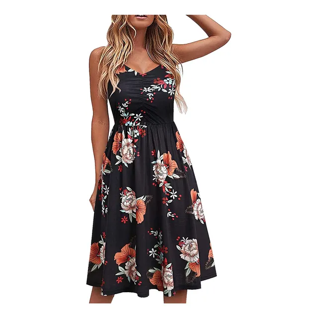 Vestido Nuevo Verano Para Mujer 2022 Estampado Moda Volante