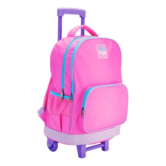Mochila Escolar Tela Filgo Carrito Diseño Fucsia