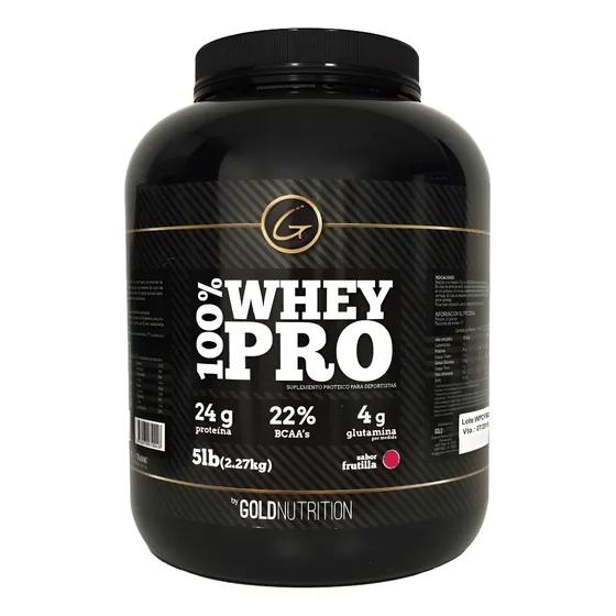 Proteína - 100% Whey Pro 5lb - Gold Nutrition Sabor Frutilla