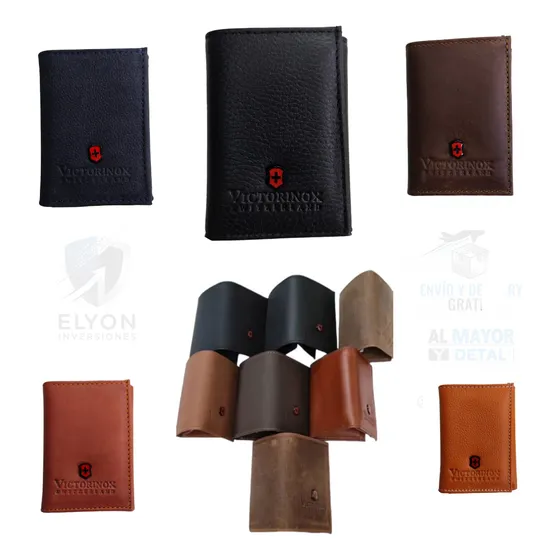 Billetera Cartera Triple Mod Casual Logo Victorinox Piel 