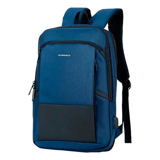 Mochila Portanotebook Hummer Expansible Organizador Interno Color Azul 22056 Diseño De La Tela Liso