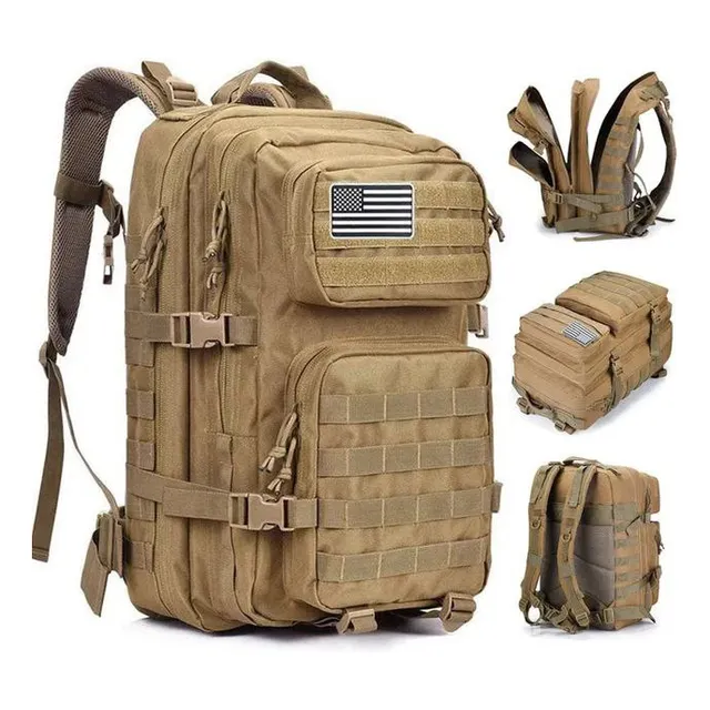 Bolso-morral-mochila Táctico De 45lt Importado Con Parche 