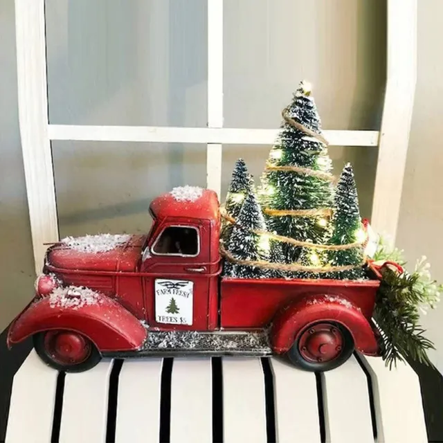 Camion Granja Roja Centro Mesa Navidad Decoracion Rojo Arbol