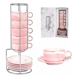 Juego De Tazas De Café Expreso Con Base De Metal, 6 Piezas Juego De Tazas De Café Expreso Con Base De Metal, 6 Piezas