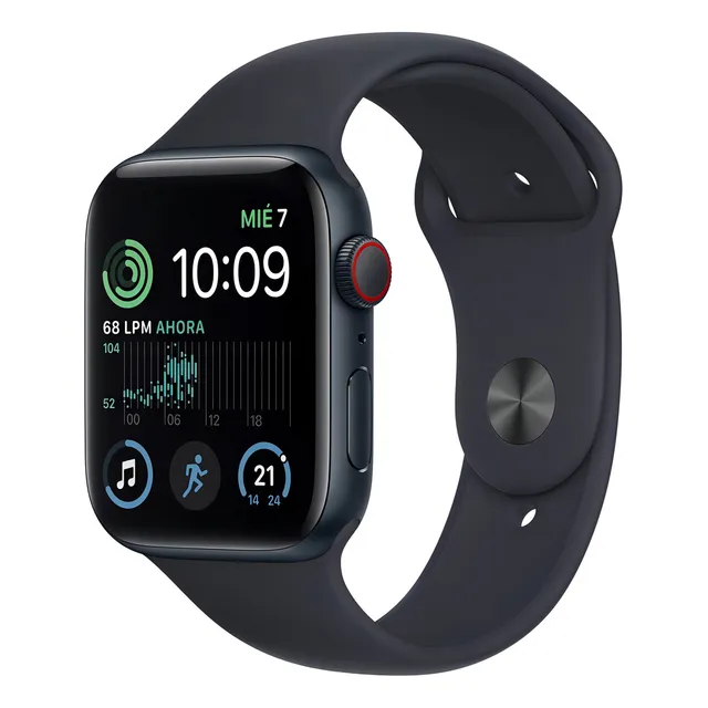 Apple Watch SE GPS + Celular - Caja de aluminio medianoche 44 mm - Correa deportiva medianoche - Patrón