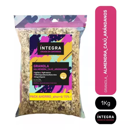 Granola Almendras Cajú Y Arándanos Integra 1 Kg