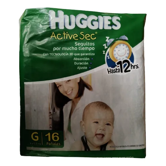 Pañales Para Bebes Huggies Active Sec Talla G 16 Undades X 3