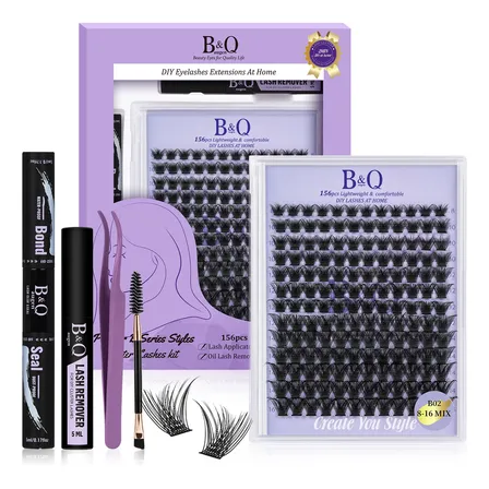 Kit Extensões B02 De Cílios Diy Volume Encorpado Intenso B02 D 1.8 Cm 0.07 Mm