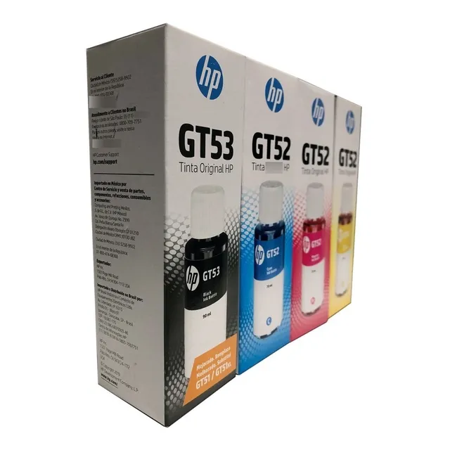 Combo 4 Botella Tinta Hp Gt53 Negro Gt52 Cian Magenta Amarillo Originales