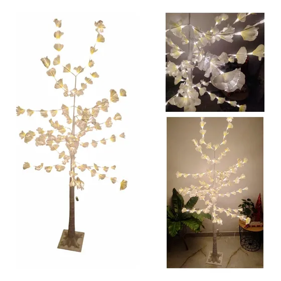 Arbol Navidad Luces Luz Led Blanco Hojas De Arce Flores