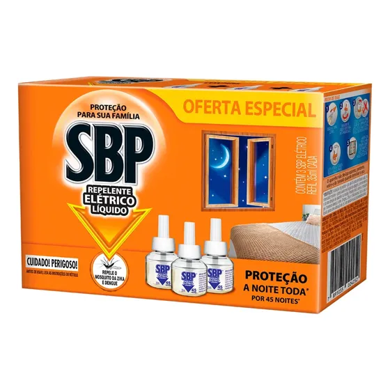 Repelente Elétrico Líquido Sbp 03 Un Refil 45 Noites Cada