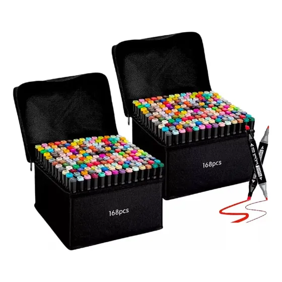 X2 Set De Plumones Plumones Touch 168 Pcs Rotulador Doble