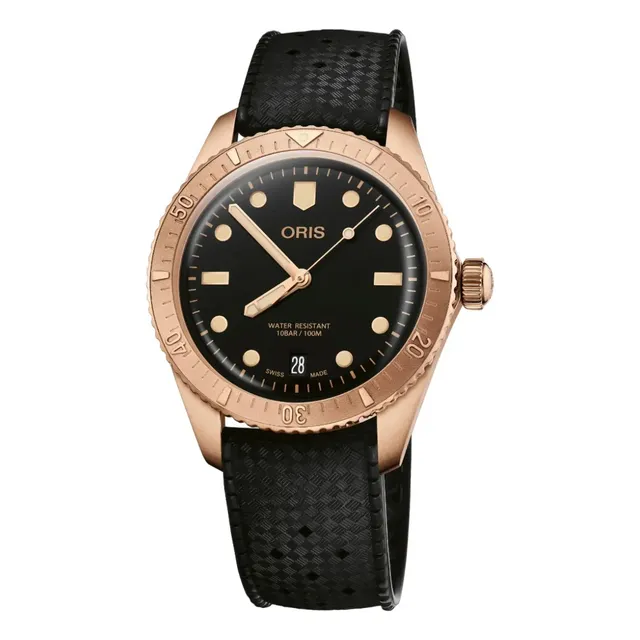 Reloj Oris Divers Sixty-five Automático 01 733 7771 3154-07 Correa Negro Bisel Bronce Fondo Negro