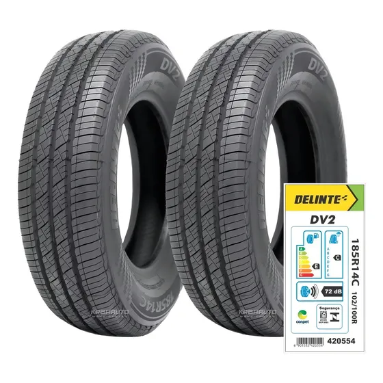 2 Pneu 185 R14 Carga 8 Lonas Reforçado Kombi Delinte Dv2