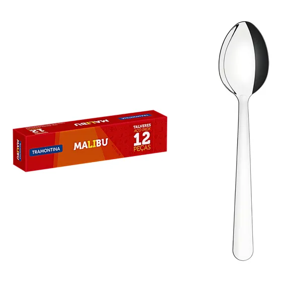 Jogo 12 Colheres Malibu Sobremesa Inox Resistente Tramontina