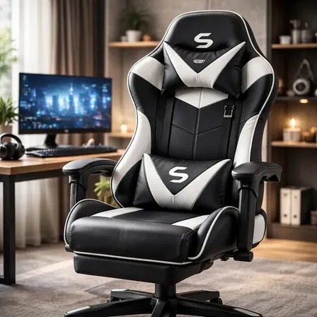 Cadeira Gamer Escritório Ergonômica Confortável Reclinável Branco Couro Sintético