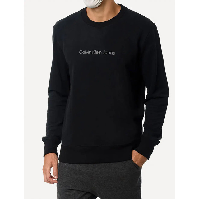 Moletom Calvin Klein Crewneck Light Front Logo Preto Moletom Calvin Klein Crewneck Light Front Logo Preto