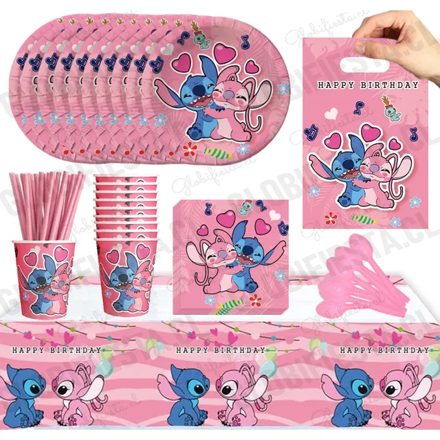 Globi® Pack Cumple Cotillon Globos Lilo Y Stich X10 + Mantel