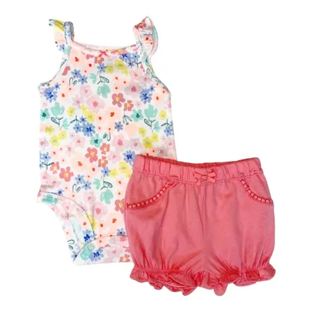 Ropa Carters. Lindo Set De 2 Piezas Bebe Niña. Body Y Short