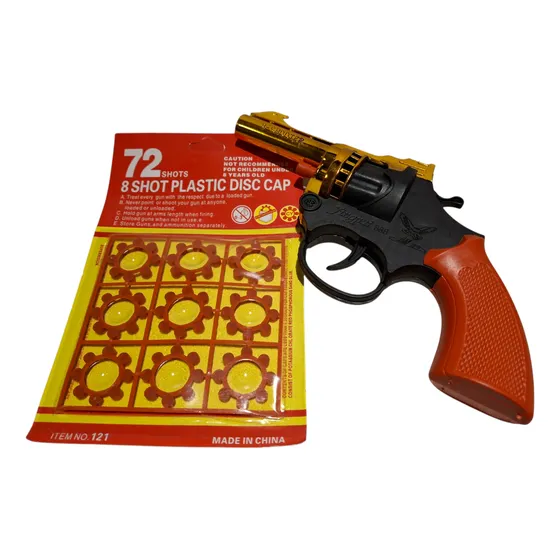 Juguete Antiguo Revolver Pistola Cebita Plástico  + Blister