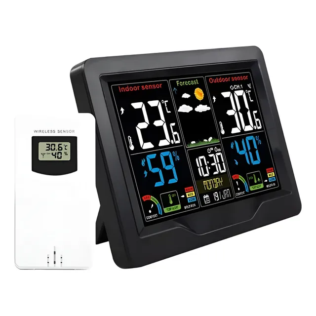 Previsão Do Tempo Sem Fio Estação Relógio Rf Indoor Outdoor