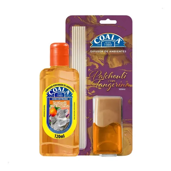 Kit Coala Patchouli Com Tangerina Difusor + Limpador